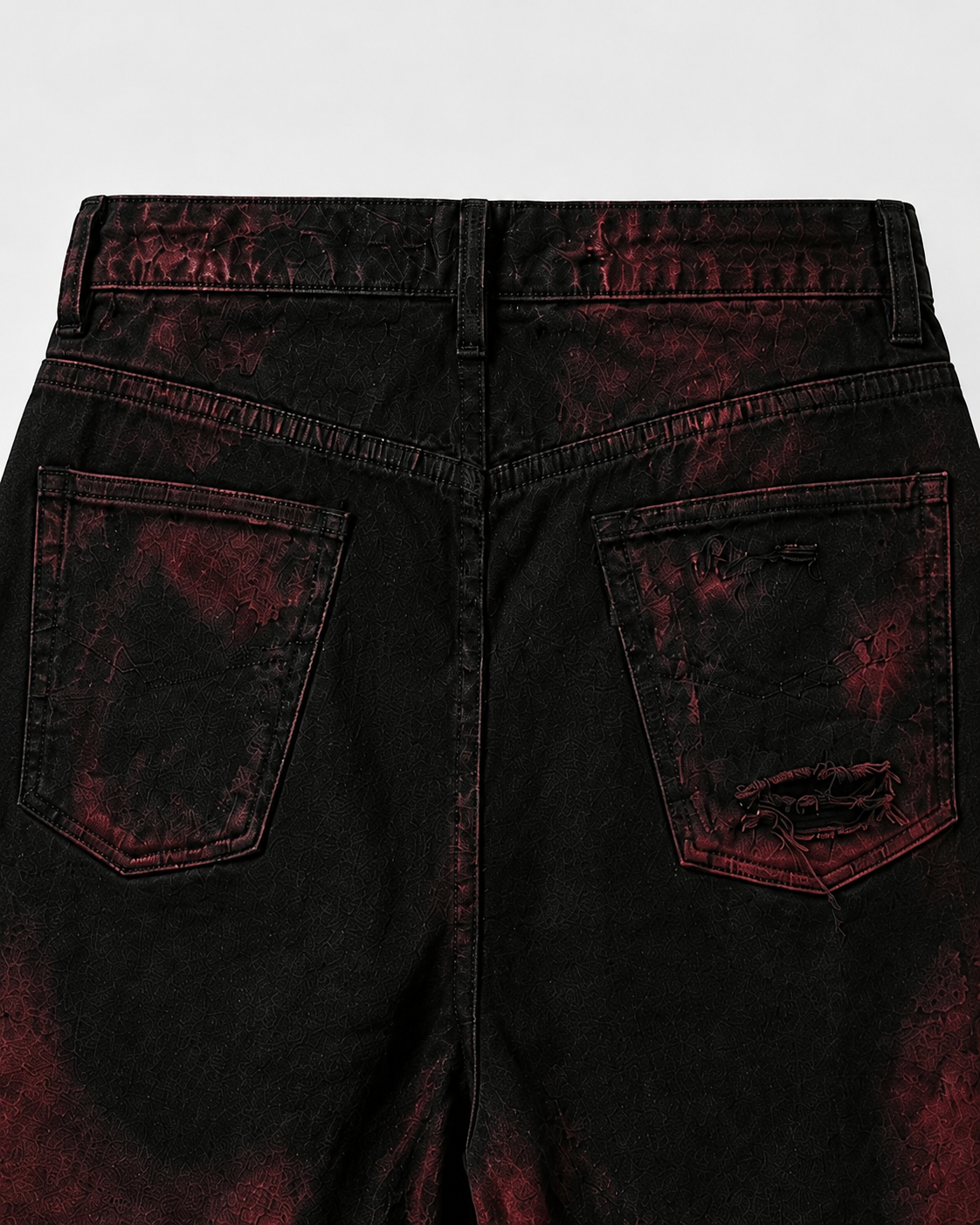 KIIKIO Red Washed Distressed Denim Shorts