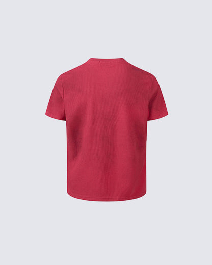 KIIKIO American-Style Distressed Graphic Crew-Neck T-Shirt