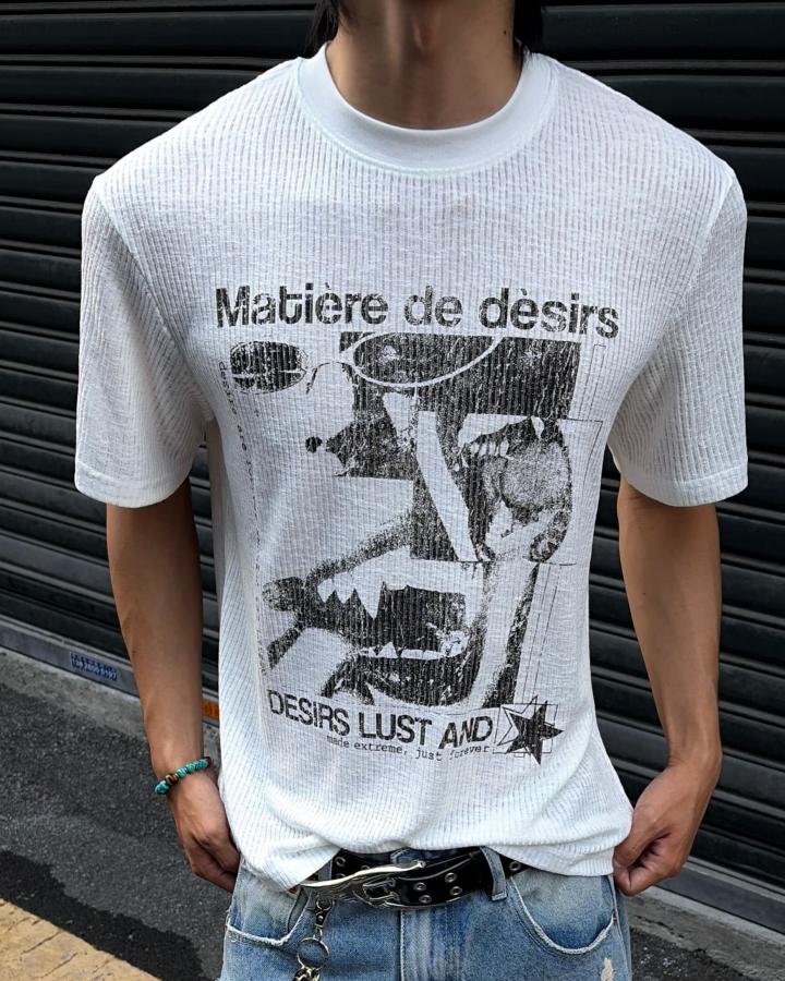 KIIKIO Vintage-Style Cutout Textured T-Shirt