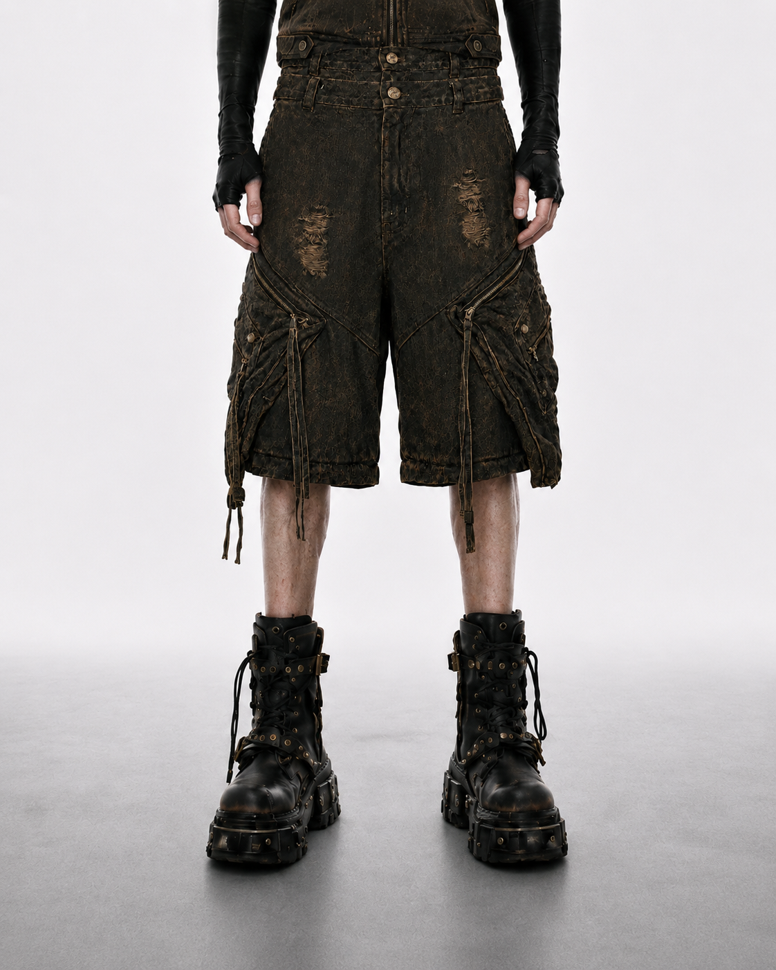 KIIKIO Retro Double-Waistband Bermuda Shorts