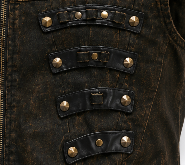 KIIKIO Retro-Style Distressed Metal-Rivet Versatile Vest
