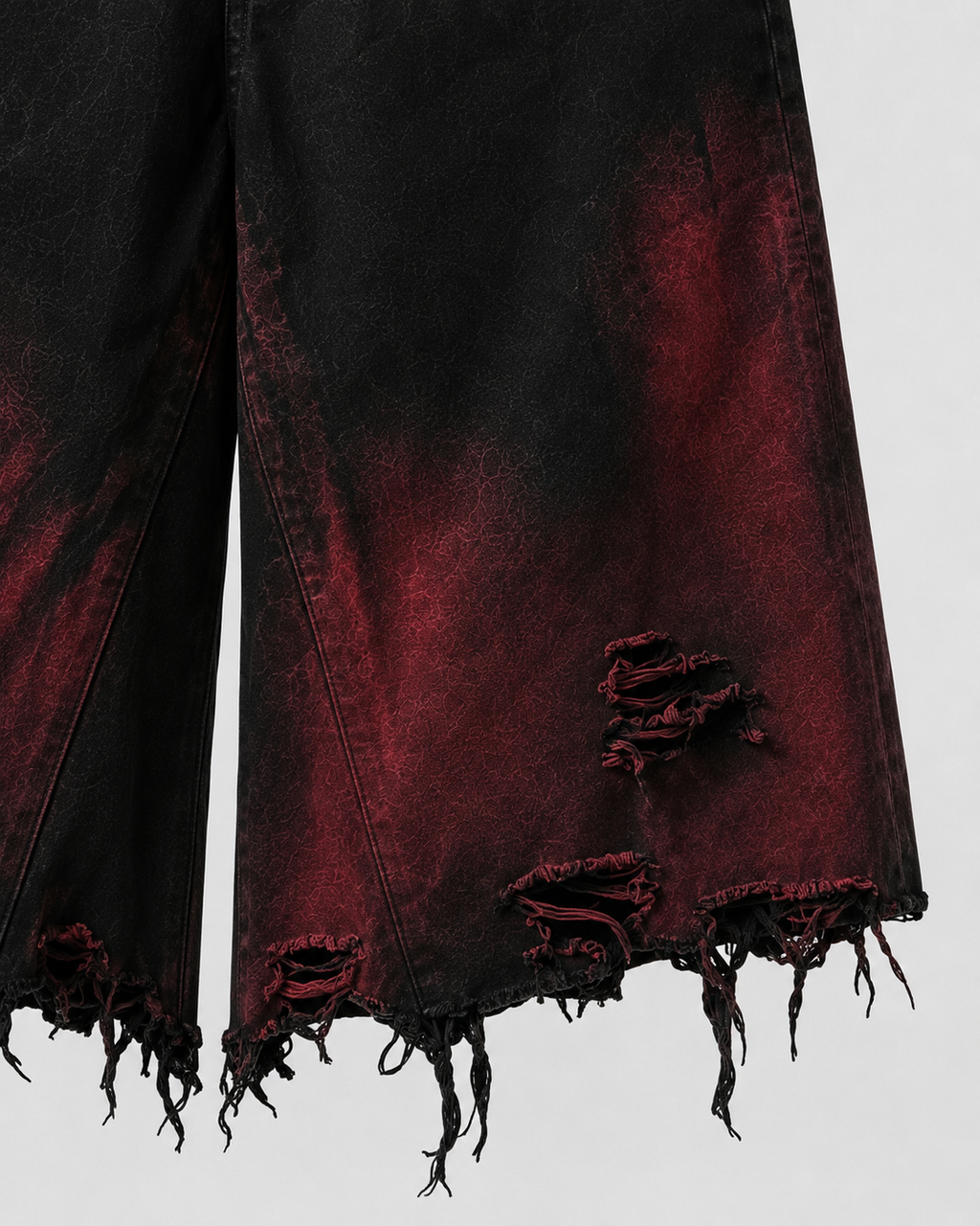 KIIKIO Red Washed Distressed Denim Shorts