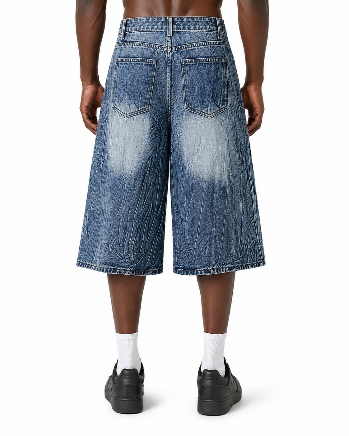 KIIKIO Vintage-Style Lightning-Pattern Cropped Denim Pants