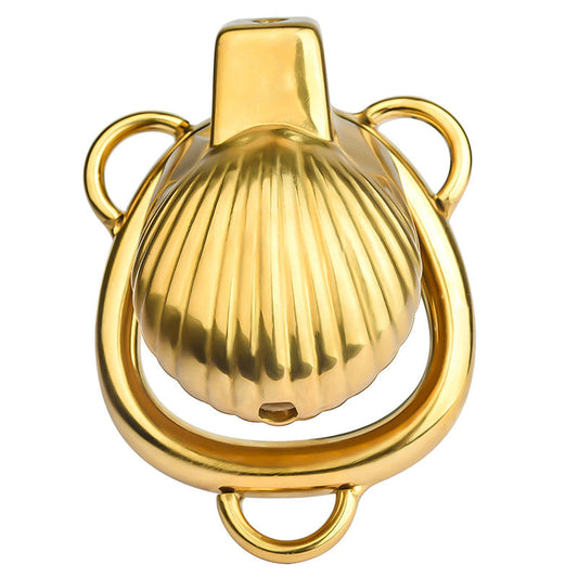 Small Gold Shell-Shaped Chastity Cage – Comfortable & Venus’ Shell Lock