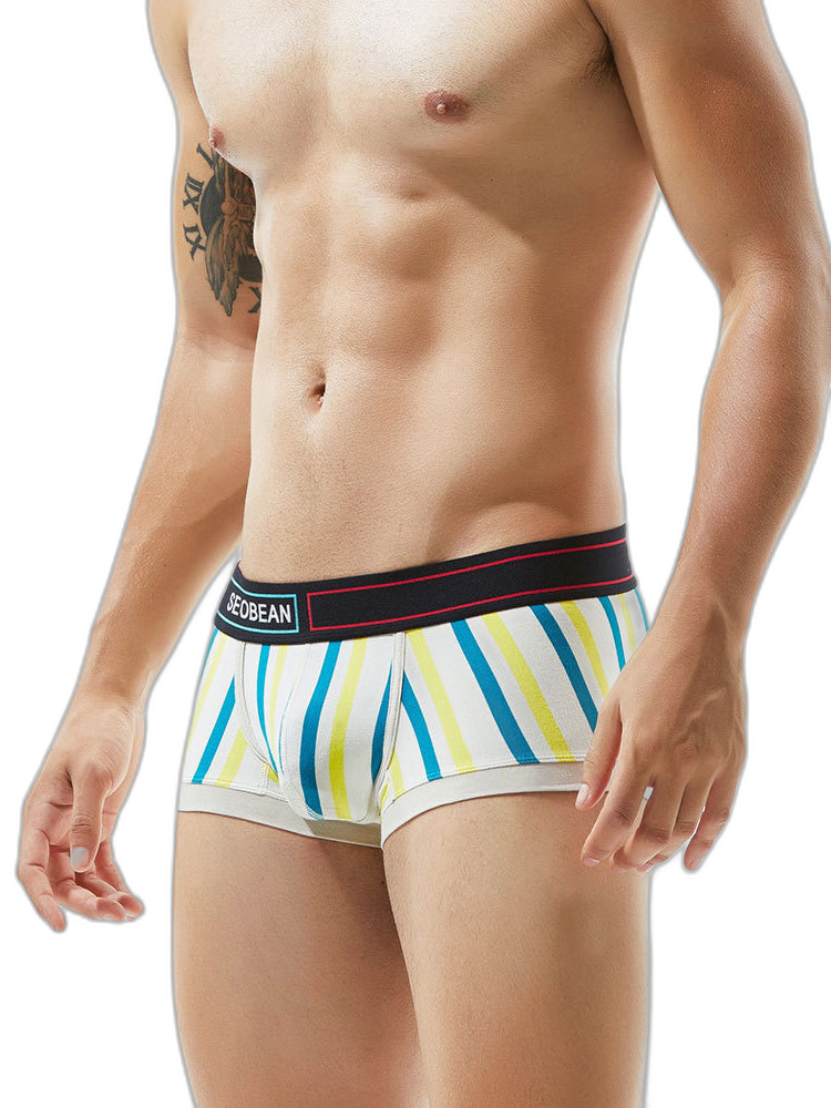 2 Pack Men's Colorful Striped U Convex Pouch Trunks