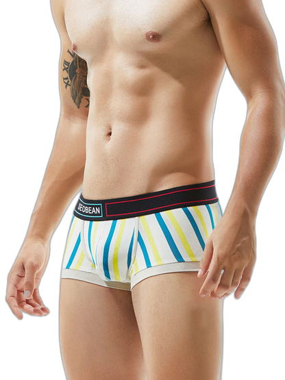 2 Pack Men's Colorful Striped U Convex Pouch Trunks