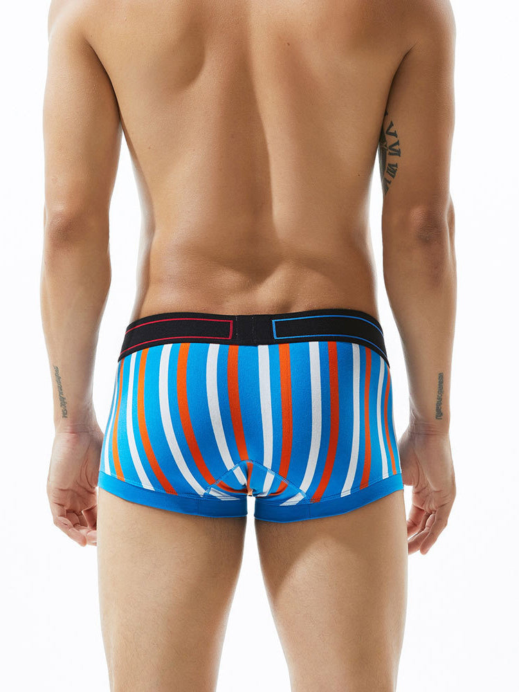 2 Pack Men's Colorful Striped U Convex Pouch Trunks