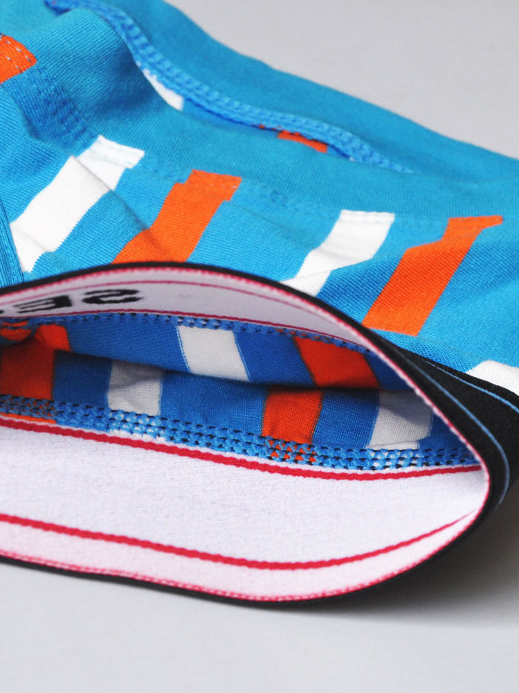 2 Pack Men's Colorful Striped U Convex Pouch Trunks