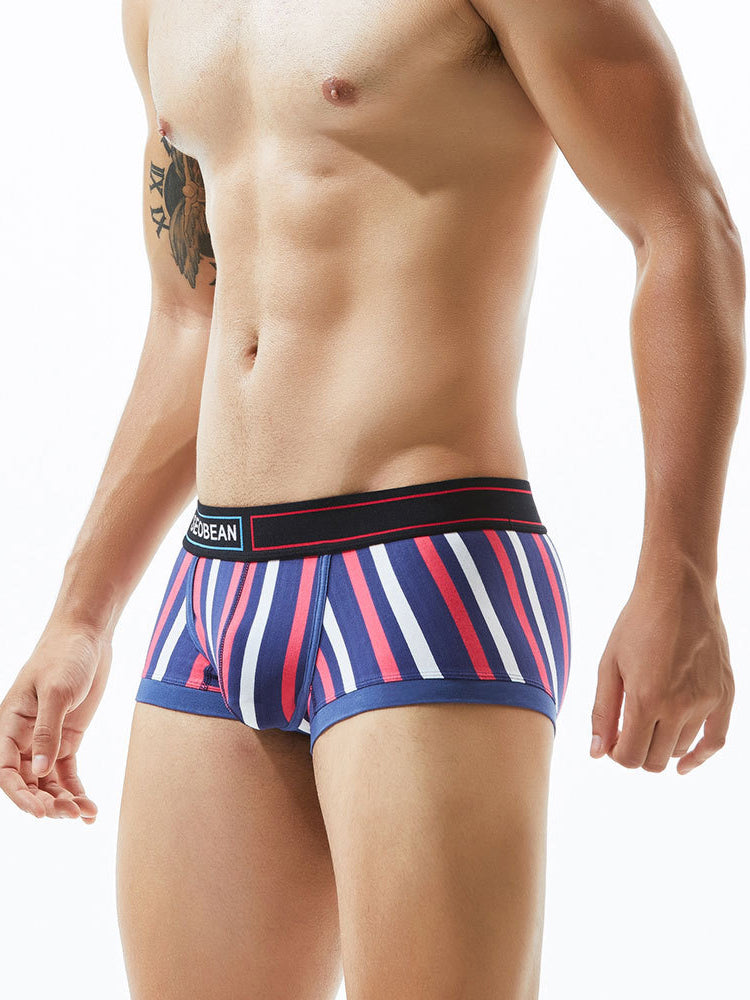 2 Pack Men's Colorful Striped U Convex Pouch Trunks
