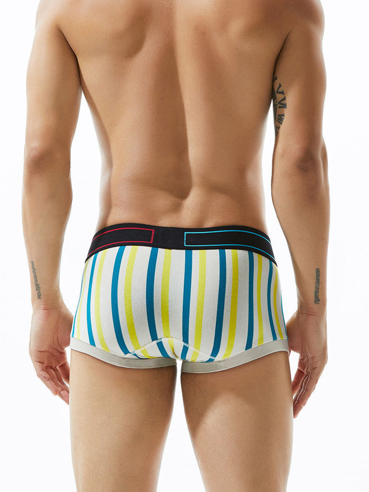 2 Pack Men's Colorful Striped U Convex Pouch Trunks