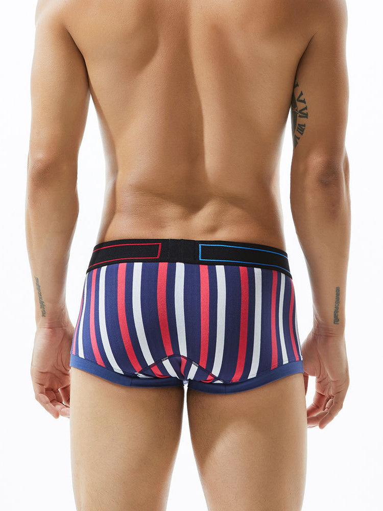 2 Pack Men's Colorful Striped U Convex Pouch Trunks