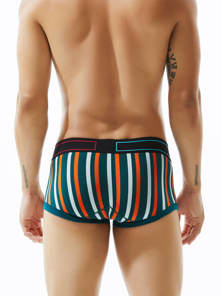 2 Pack Men's Colorful Striped U Convex Pouch Trunks