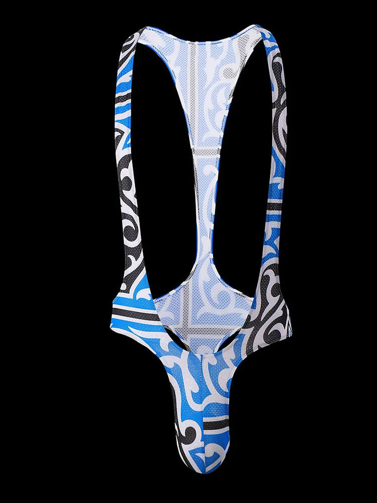 Men's Colorblock High Cut Thong Bodysuit