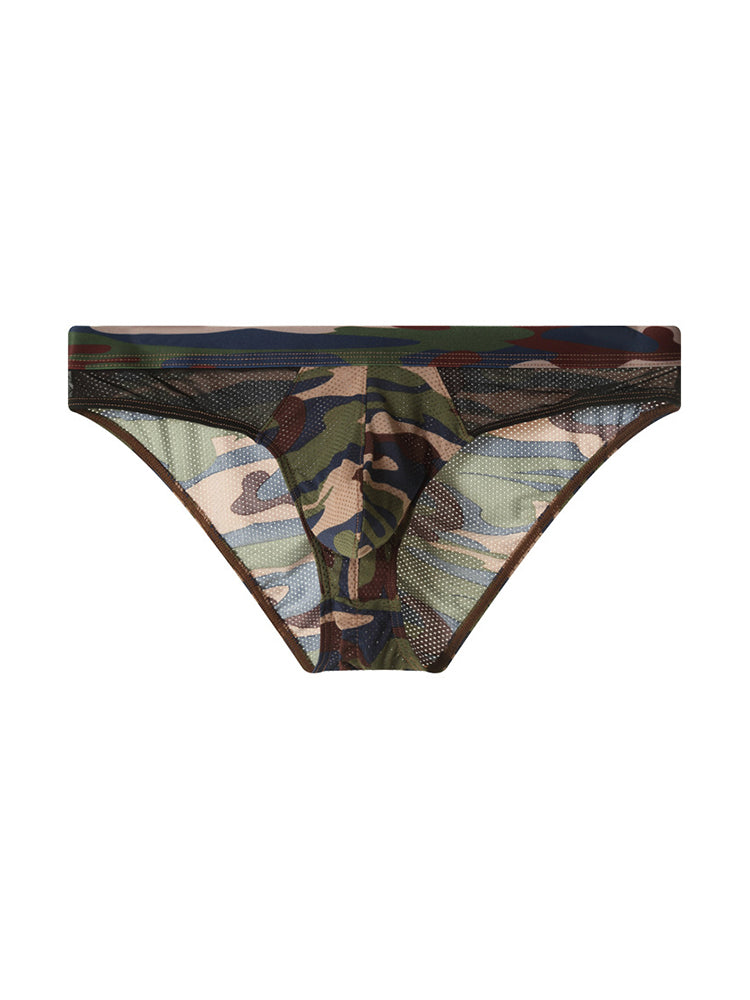 2 Pack Men's Classic Camo Mesh U-Shaped Pouch Breathable Briefs