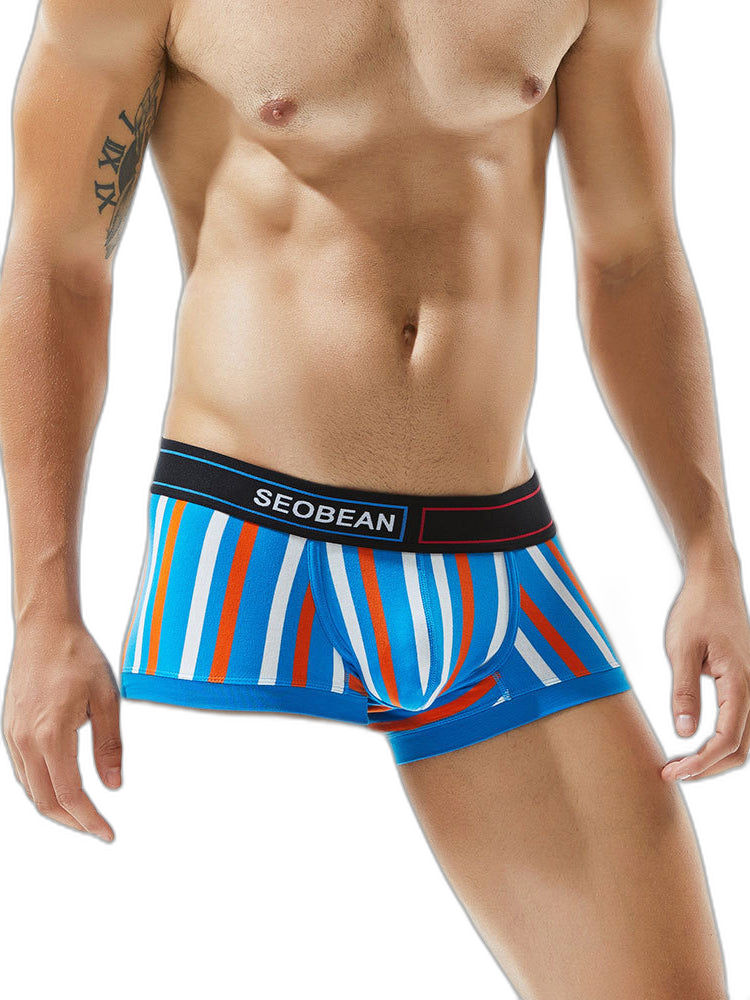 2 Pack Men's Colorful Striped U Convex Pouch Trunks