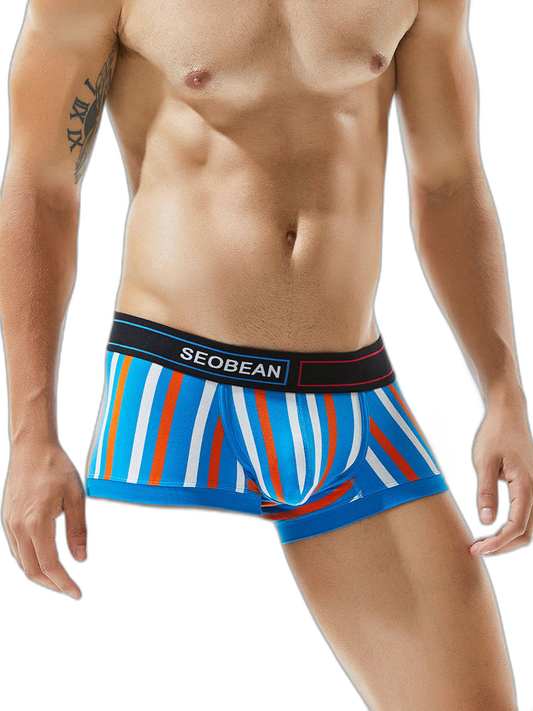 2 Pack Men's Colorful Striped U Convex Pouch Trunks