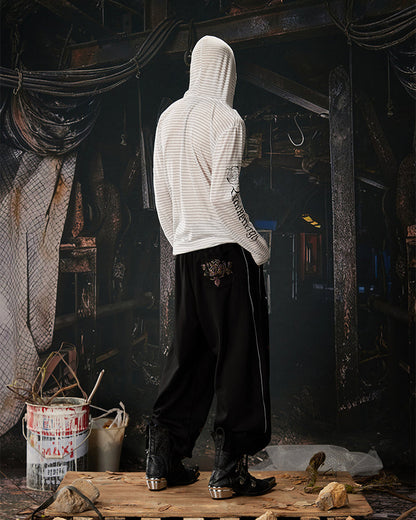 Y2K Dark Dragon Rose Rhinestone Straight Leg Sweatpants