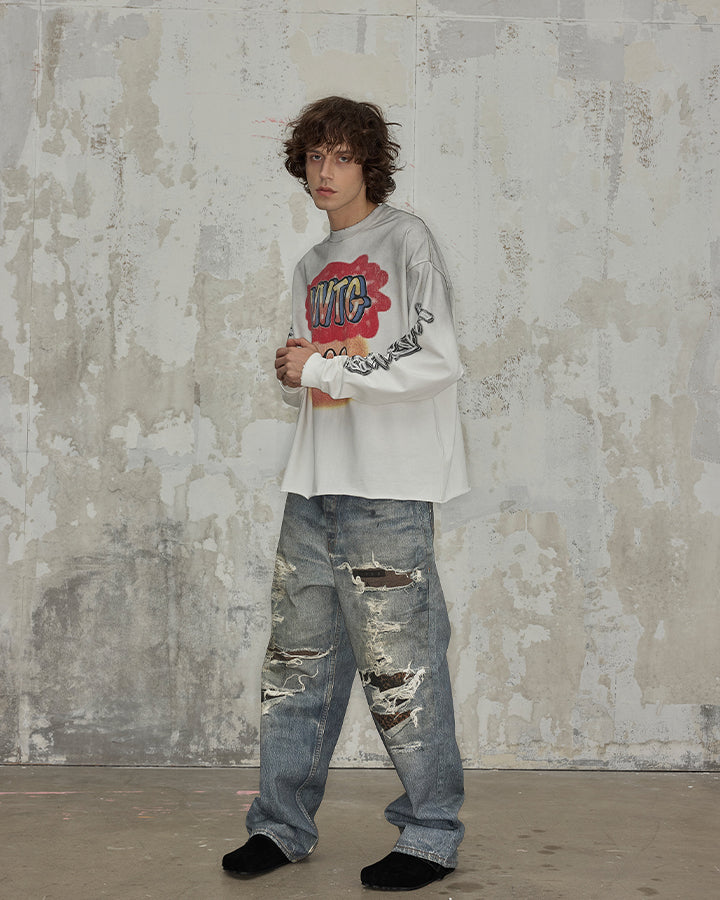 KIIKIO Y2K Star Graphic Flared Jeans