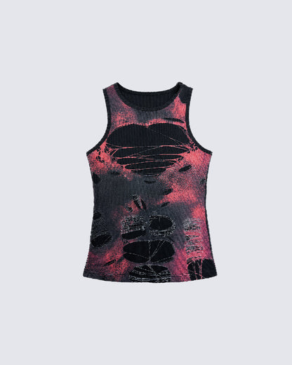 Y2K Distressed Cutout Sleeveless Knit New Tank Top