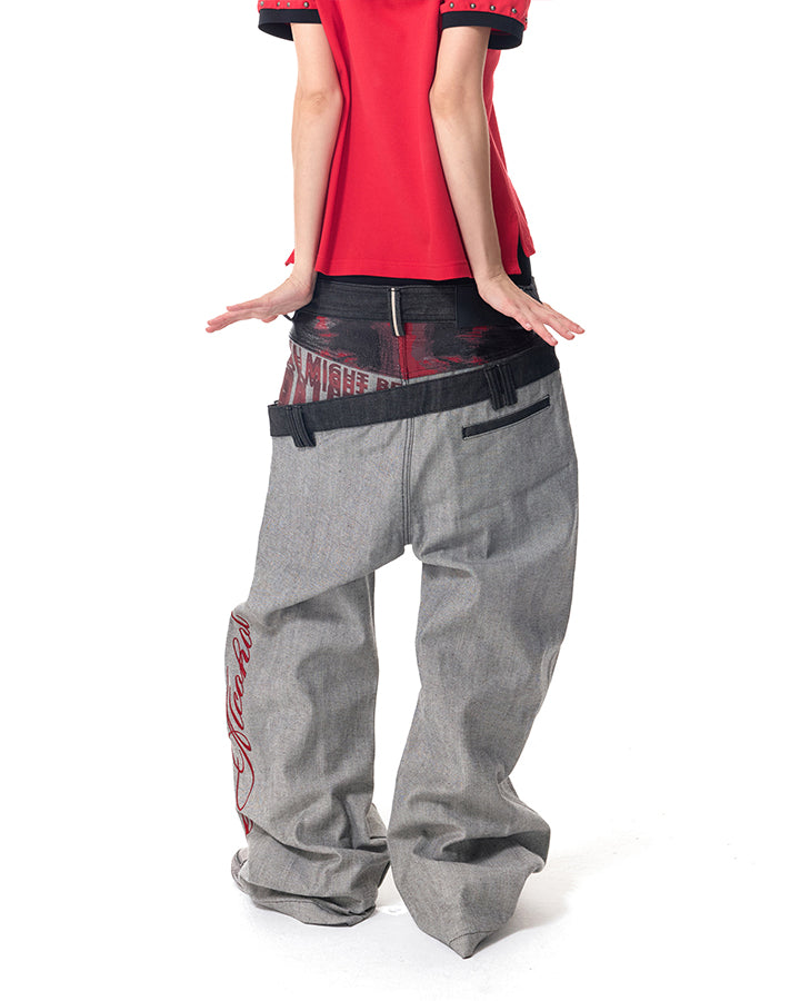 KIIKIO Y2K Asymmetric Jeans