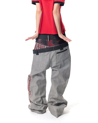 KIIKIO Y2K Asymmetric Jeans