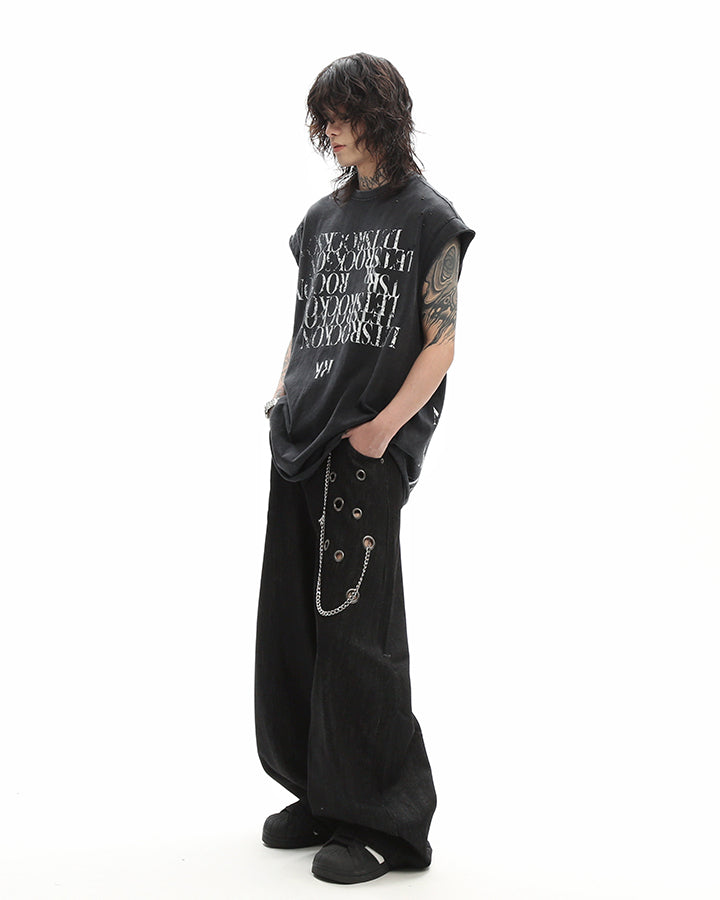 KIIKIO Vintage Washed Raw-Edge Graphic Tee