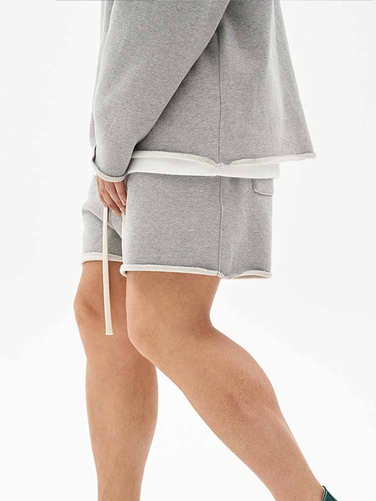 Men's Washed Raw Edge Loose Solid Color Shorts