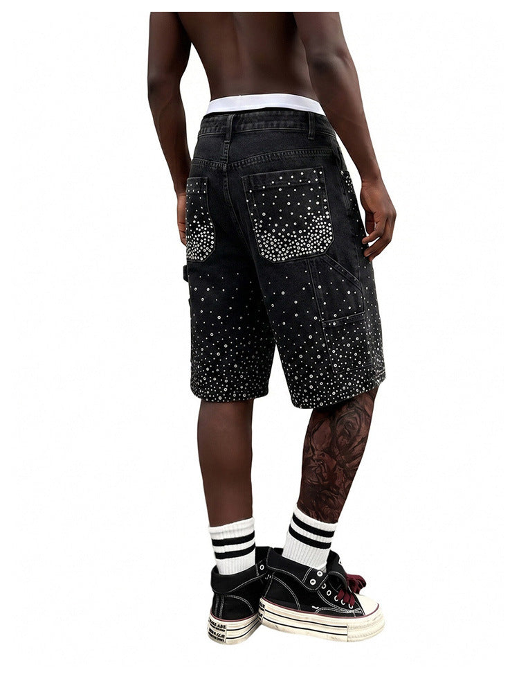 KIIKIO High Street Firework Rhinestone Denim Shorts