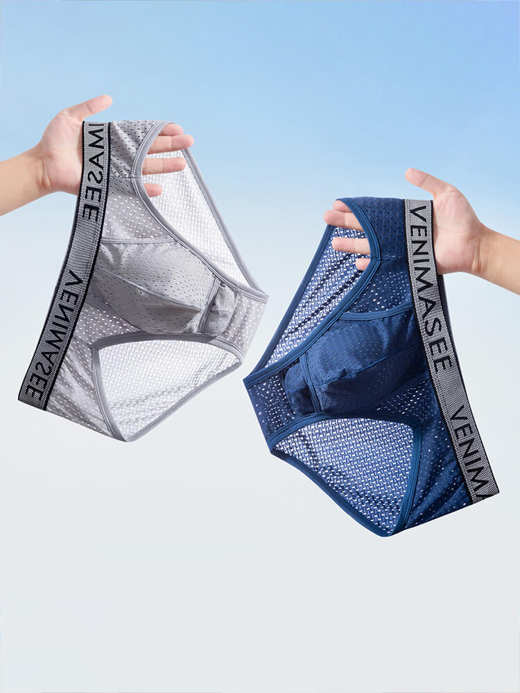 Men's Separated-Pouch Ice Silk Mesh Breathable Briefs