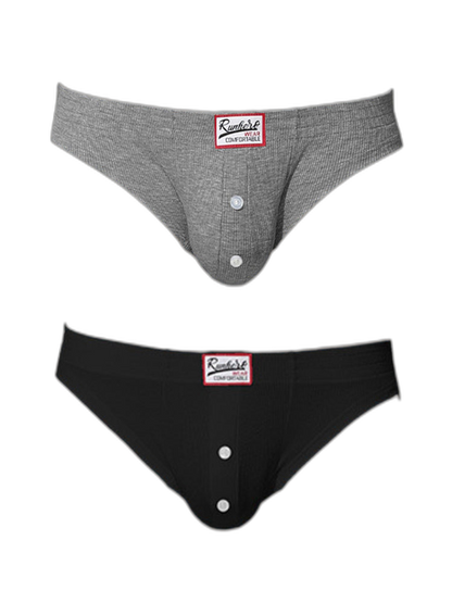 2 Pack Men's Premium Comfortable Fabric Low-Rise U-Shaped Button Fly Briefs