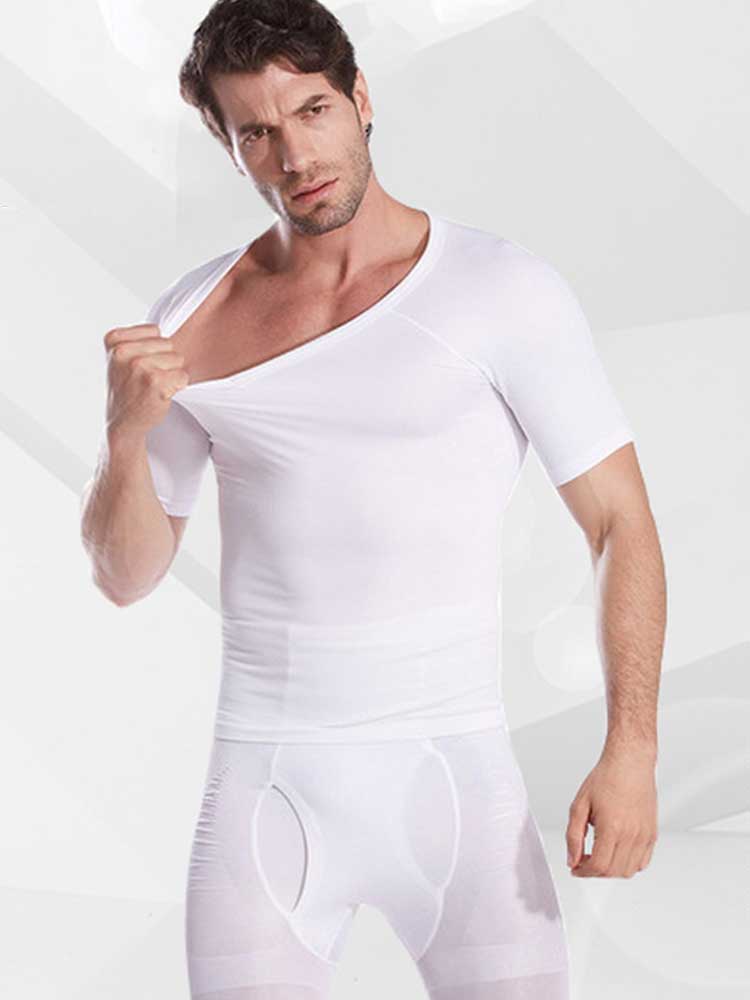 Men's Solid Color Slim Shaping T-shirt and Shorts