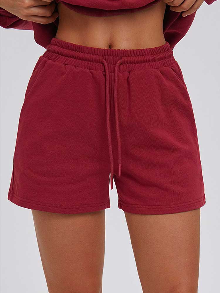 Men's Solid-Color Casual Straight-Leg Cotton Athletic Shorts