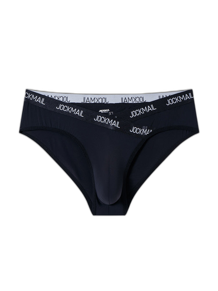 2 Pack Men's Sporty Letter Print Supportive Low-Rise Ice Silk Skin-Friendly Bikini