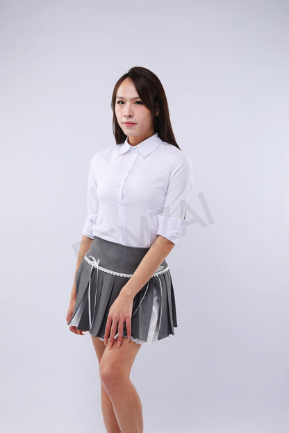 Waist-Slimming Lace Pleats Skirt