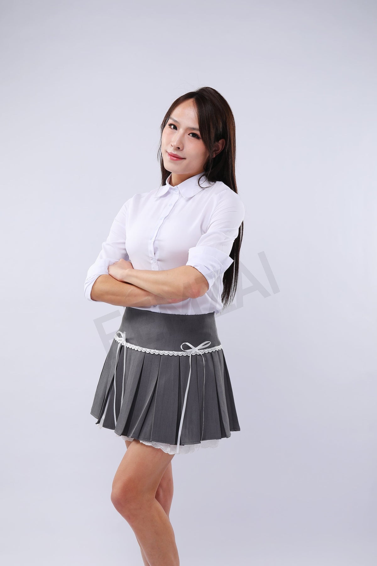 Waist-Slimming Lace Pleats Skirt