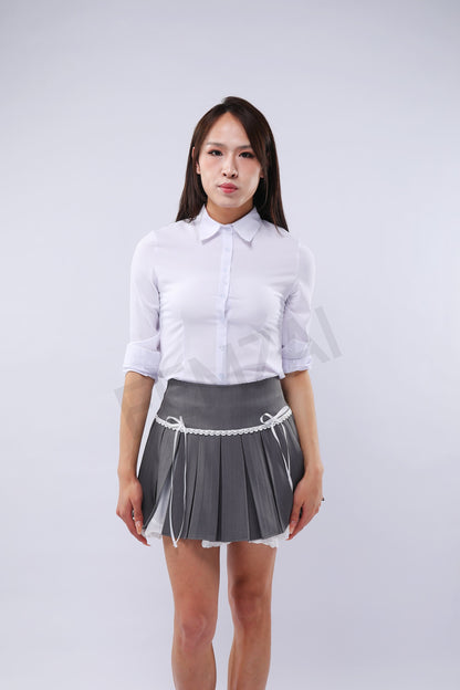 Waist-Slimming Lace Pleats Skirt
