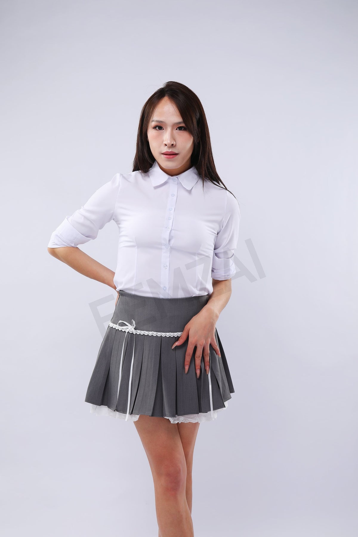 Waist-Slimming Lace Pleats Skirt