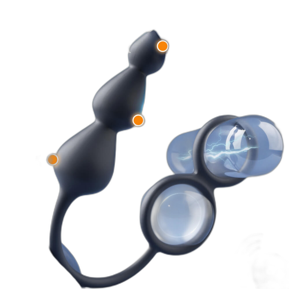 Orbit - Silicone Vibrating Anal Beads with Cock Rings