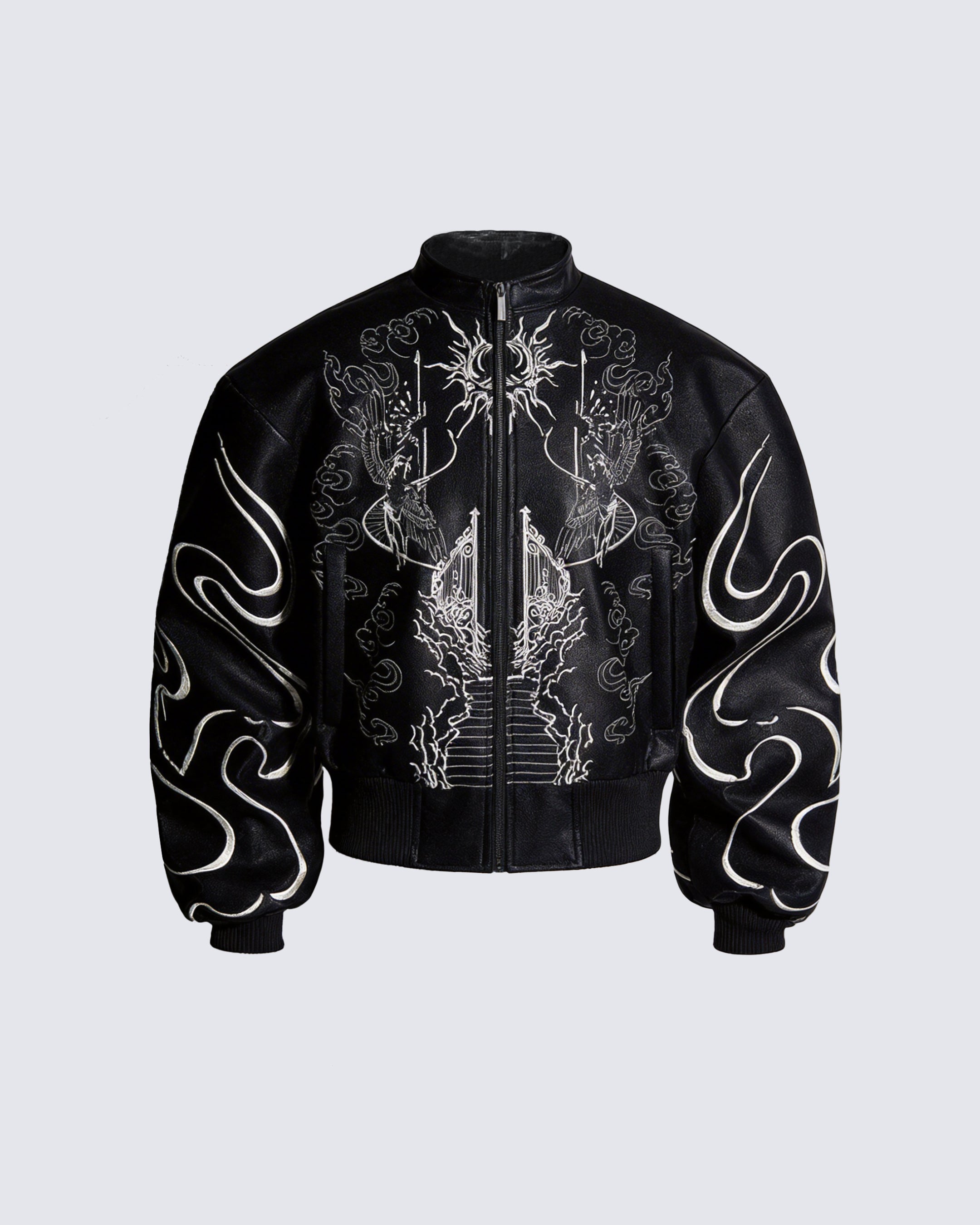 'Ascension Path' Embroidered Moto Jacket