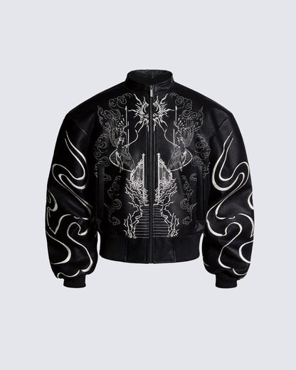 'Ascension Path' Embroidered Moto Jacket
