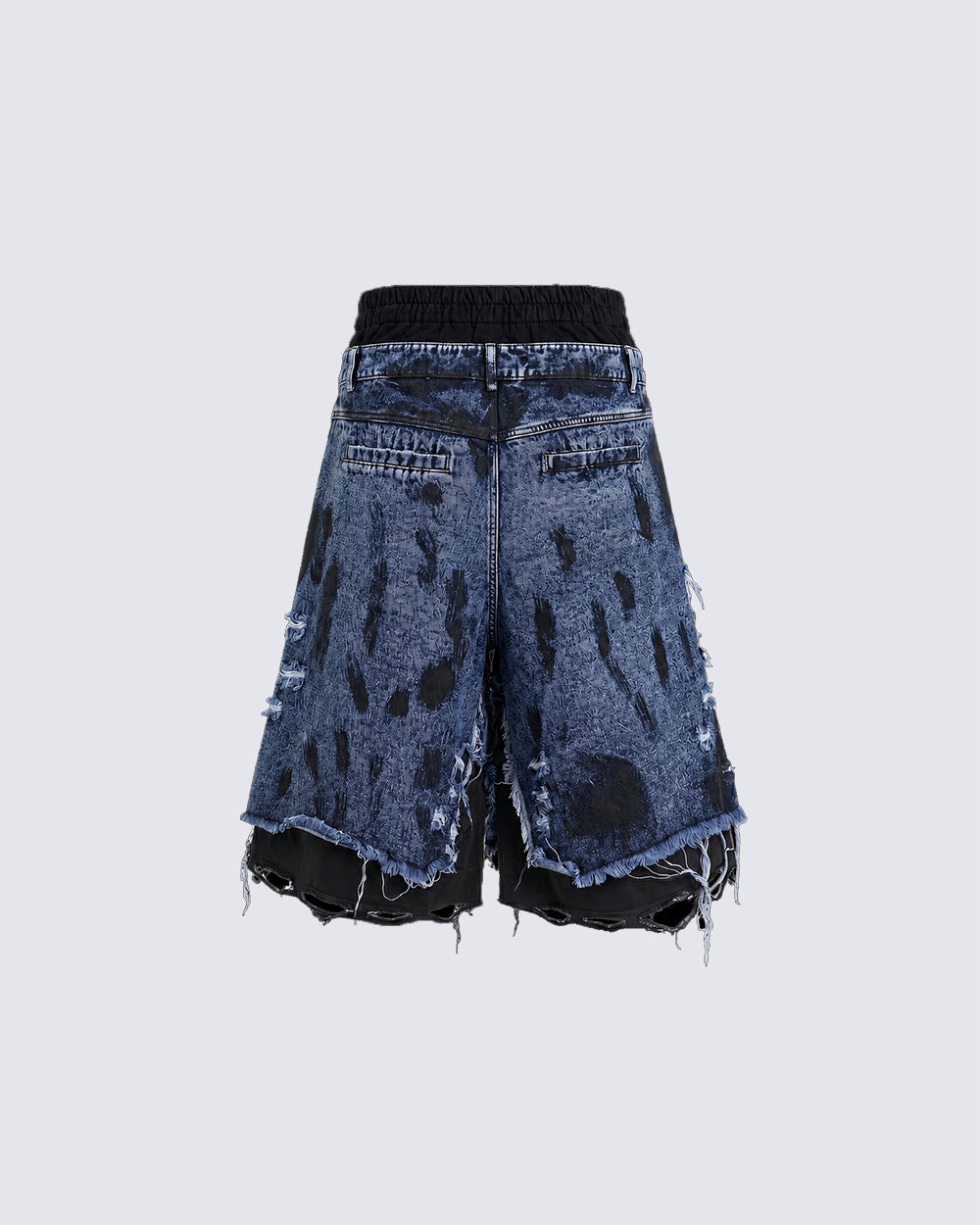 New Dirty-Washed Distressed Men’s Denim Mid Shorts