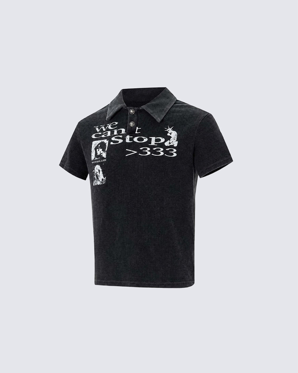 High Street Graphic Textured Washed New Polo T-Shirt