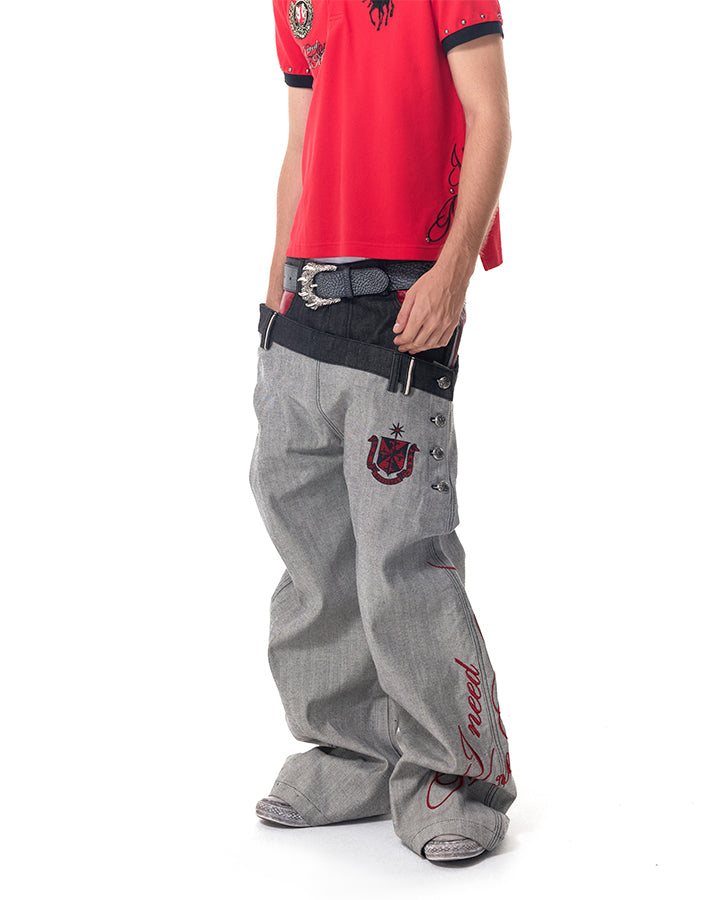 KIIKIO Y2K Asymmetric Jeans