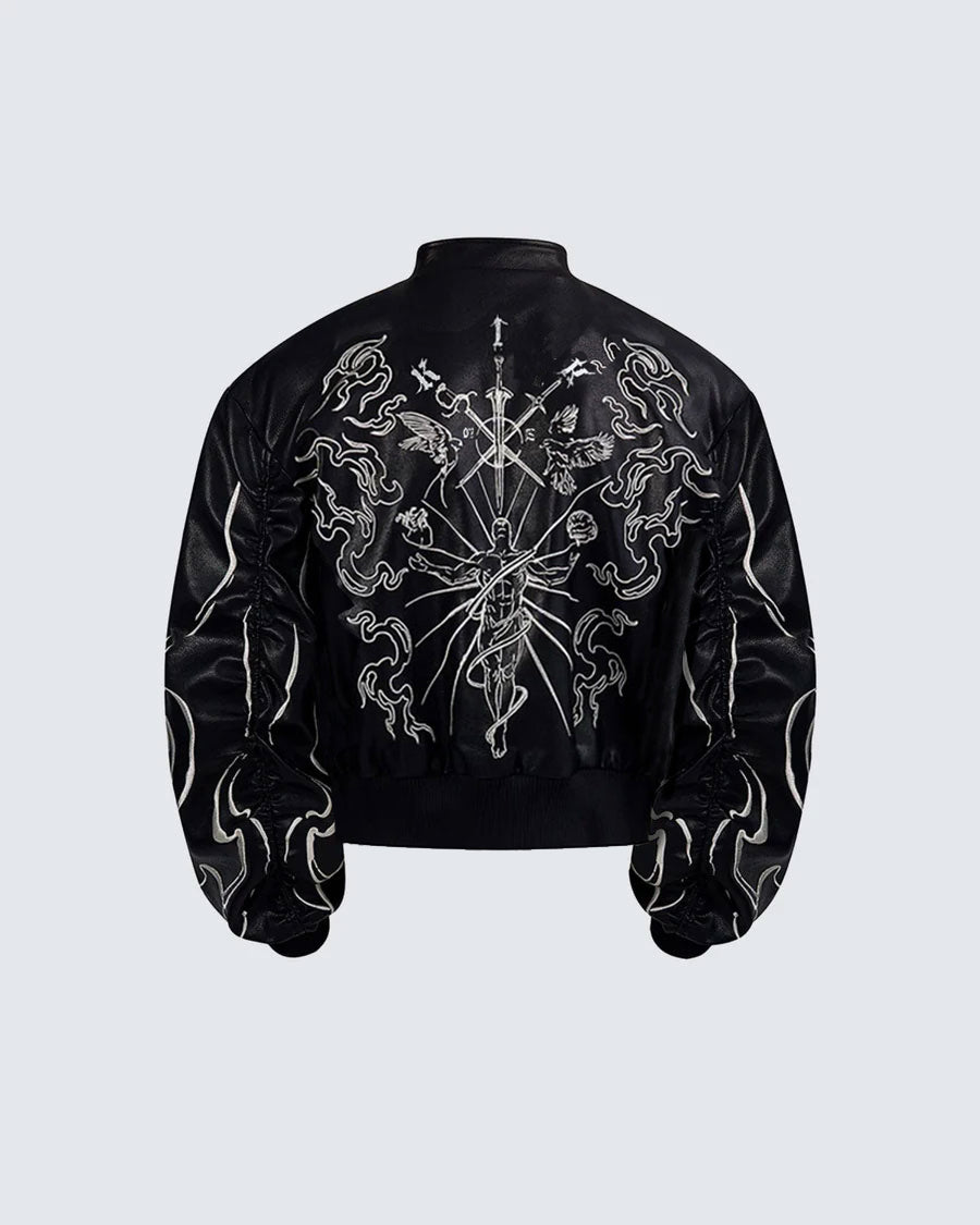'Ascension Path' Embroidered Moto Jacket