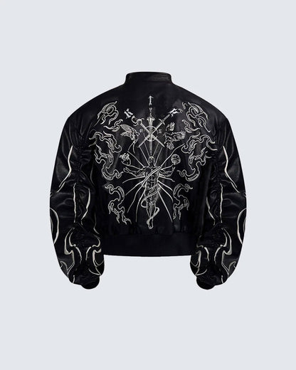 'Ascension Path' Embroidered Moto Jacket