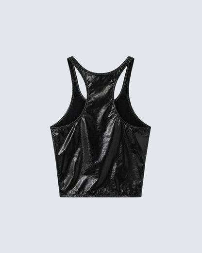 Matte Coated Racerback Cropped New Tank Top