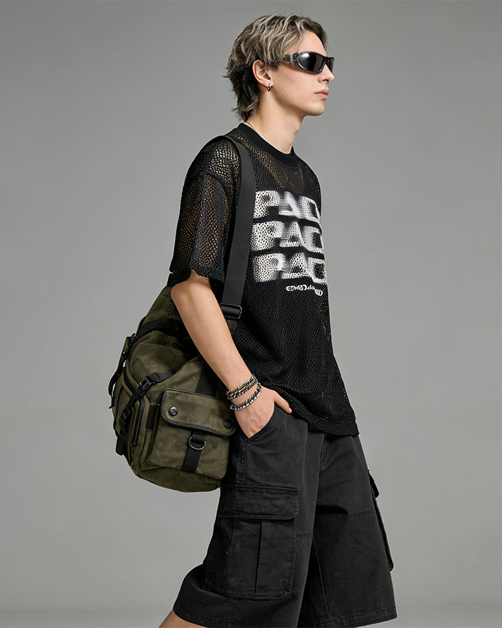 Y2K Racing Graphic Mesh New Short Sleeve Tee