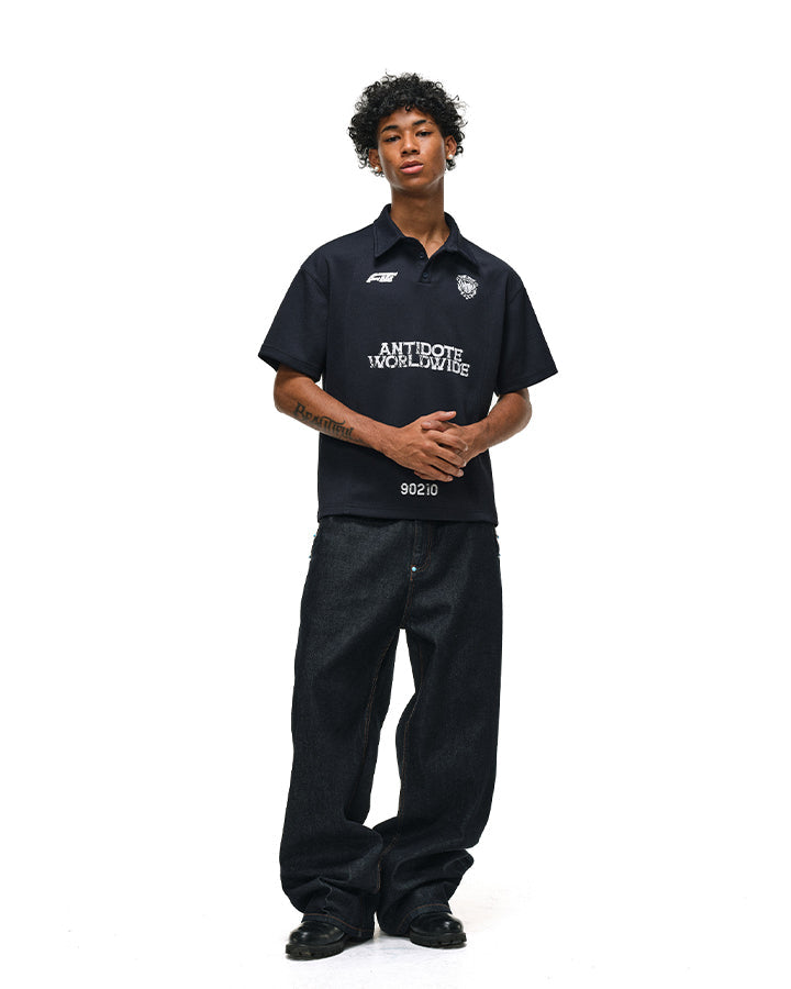 KIIKIO High Street Distressed Graphic Collared Tee