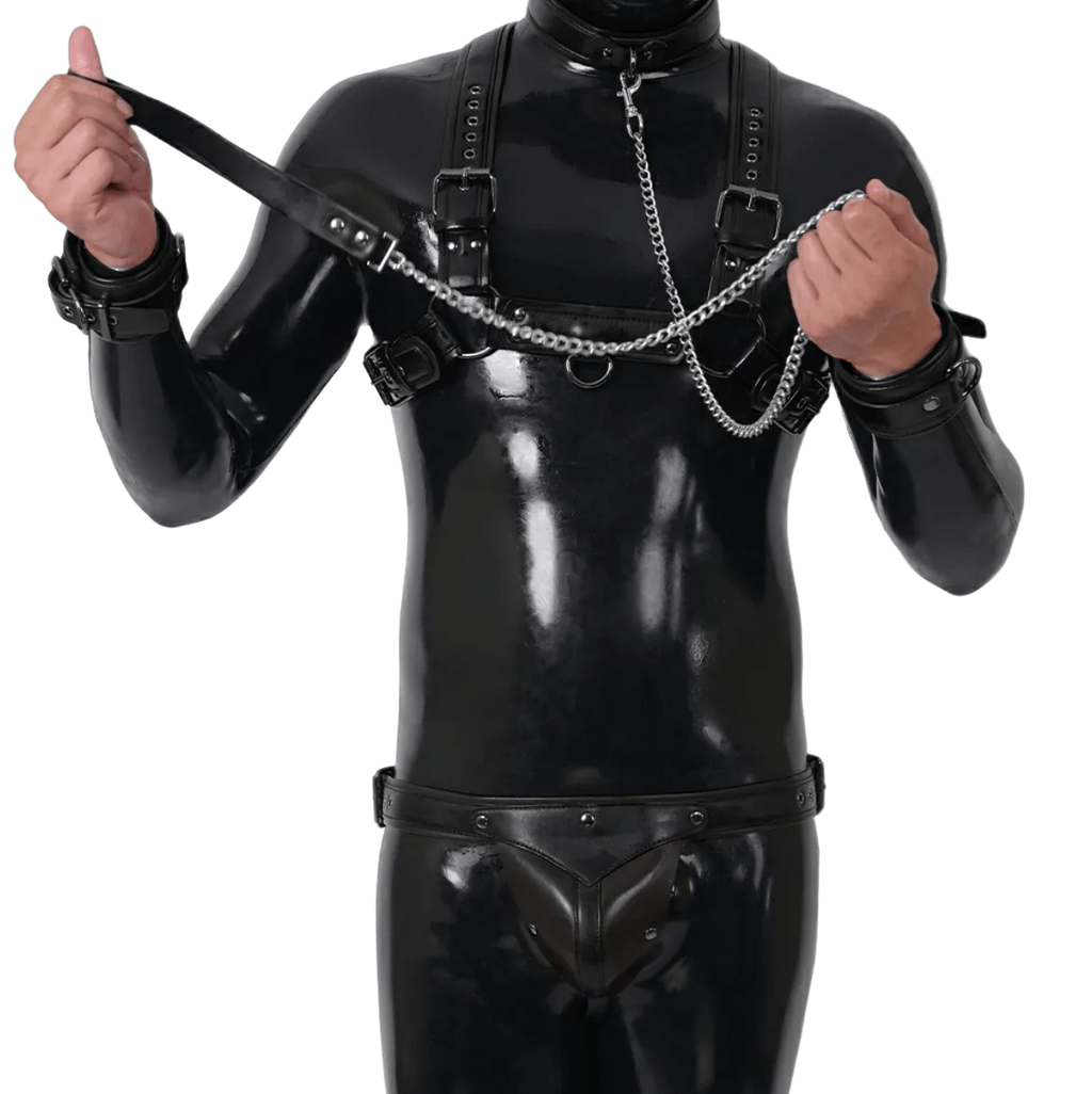 Furrjoi Harness, Cuff, Collar, Lead Underwear Bundle Black