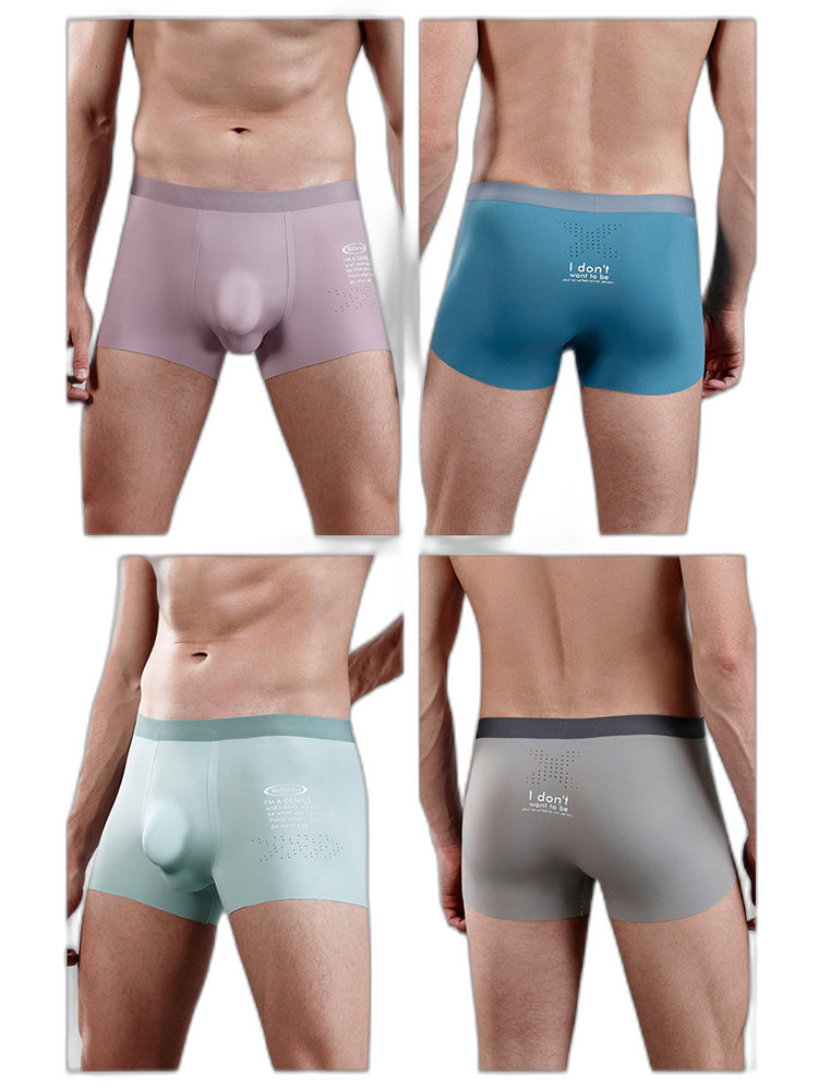 Men's Dual-Raised Support Seamless Solid Color Trunks